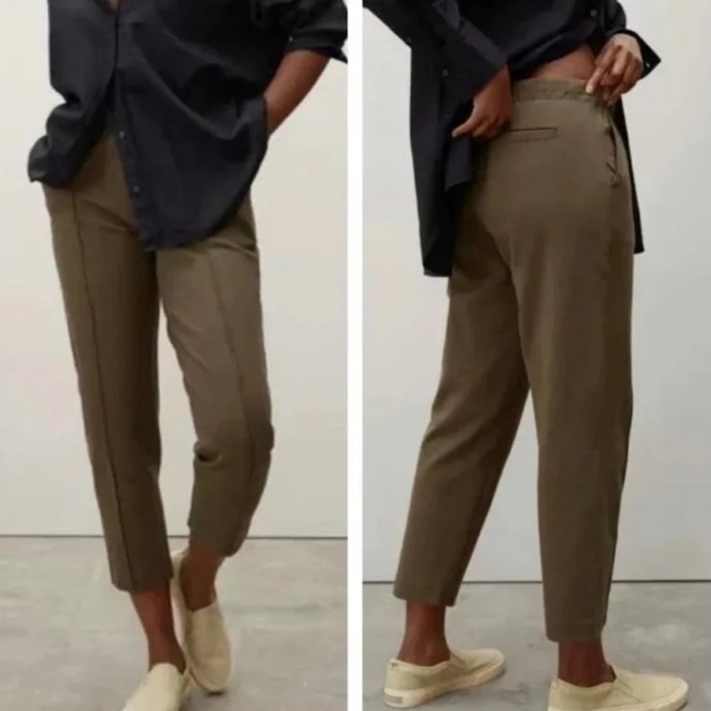 Everlane The Dream Pant Cotton Modal Olive Green Tapered Leg Size M